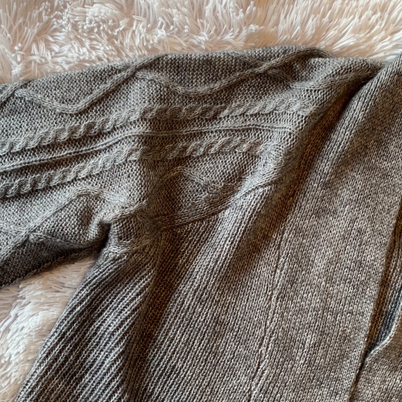Chico's Gray Wool Blend Open Cardigan Soft Cable Knit Sweater - Picture 7 of 16